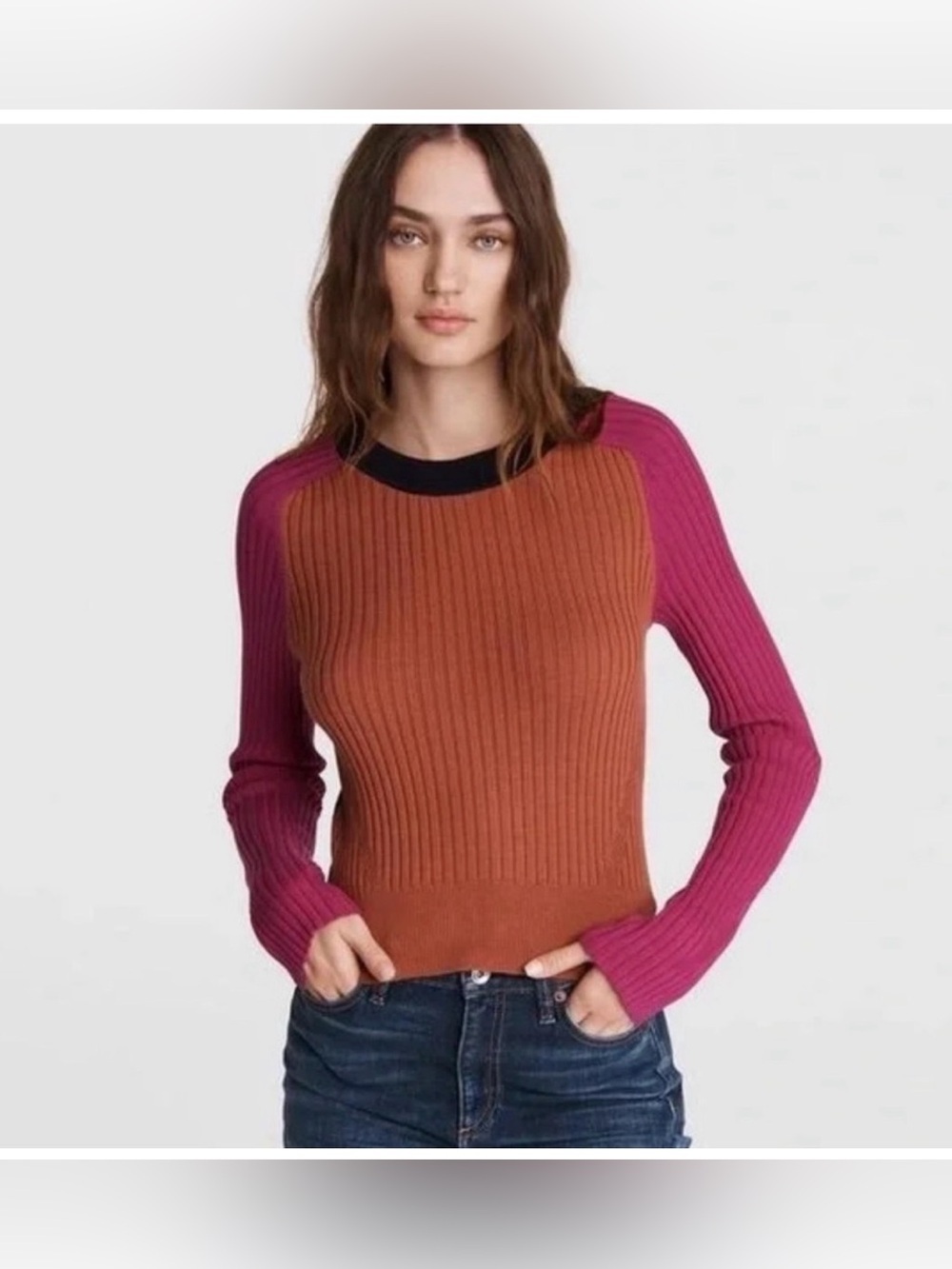 Rag & Bone Navaya Cotton Cashmere Blend Colorblock Sweater , XS